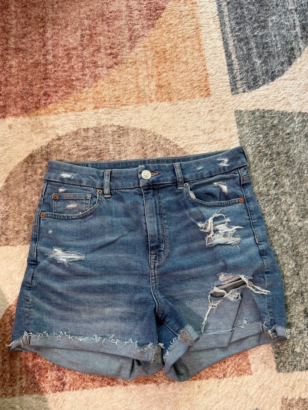 American Eagle Outfitters Distressed Blue Denim Shorts